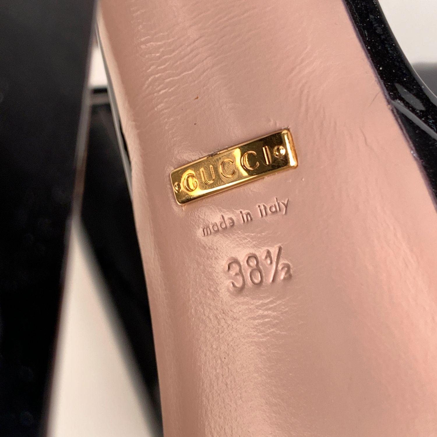 Gucci Negro charol Horsebit Claudia Bombas Tacones Altos Tamaño 38.5 4