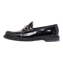 Gucci Black Patent Leather Horsebit Loafers Size 42.5