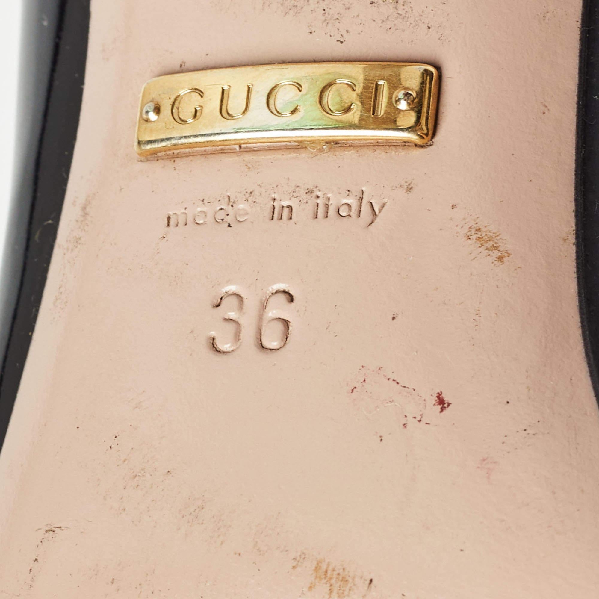 Gucci Black Patent Leather Horsebit Pumps Size 36 For Sale 3