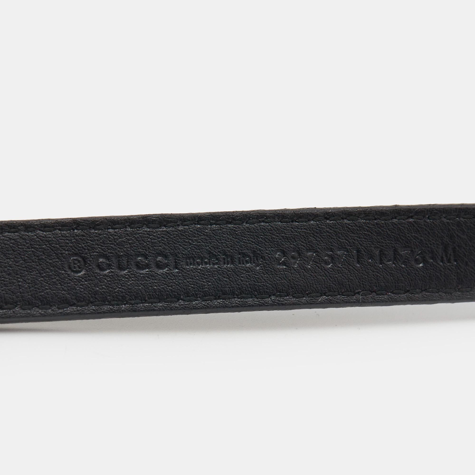 Women's Gucci Black Patent Leather Horsebit Slim Belt M