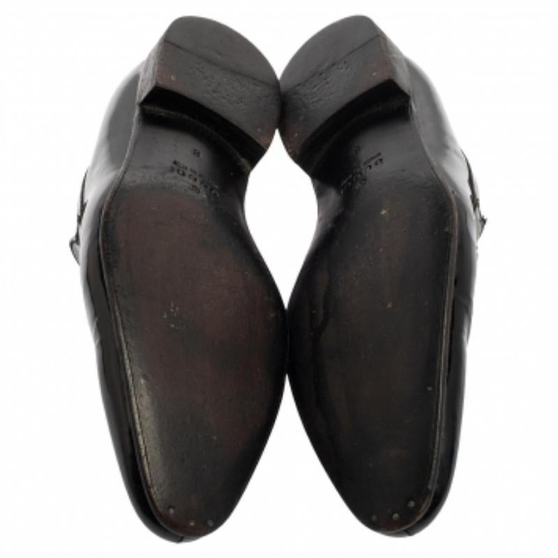 Men's Gucci Black Patent Leather Horsebit Slip On Loafers Size 42 For Sale