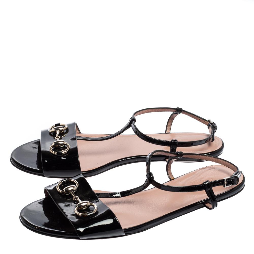 black patent sandals flat