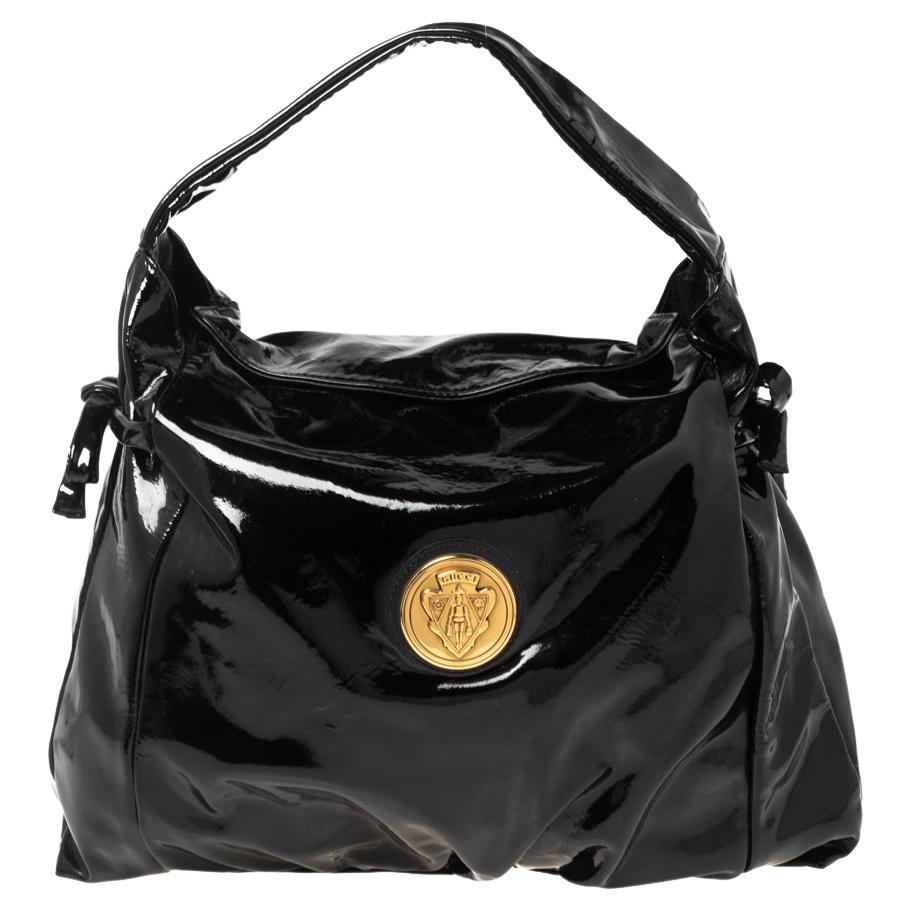 Gucci Black Patent Leather Hysteria Hobo