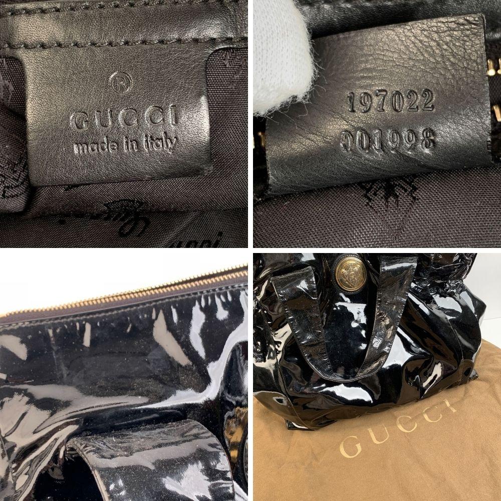Women's Gucci Black Patent Leather Hysteria Large Tote Shopping Bag