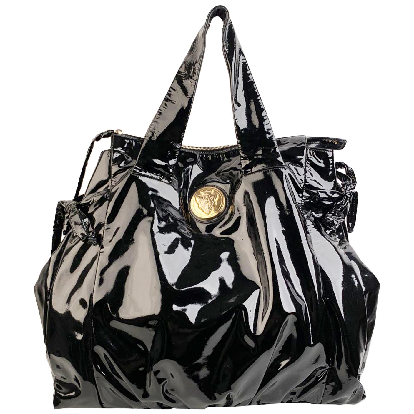 Gucci Black Patent Leather Hysteria Large Tote Shopping Bag