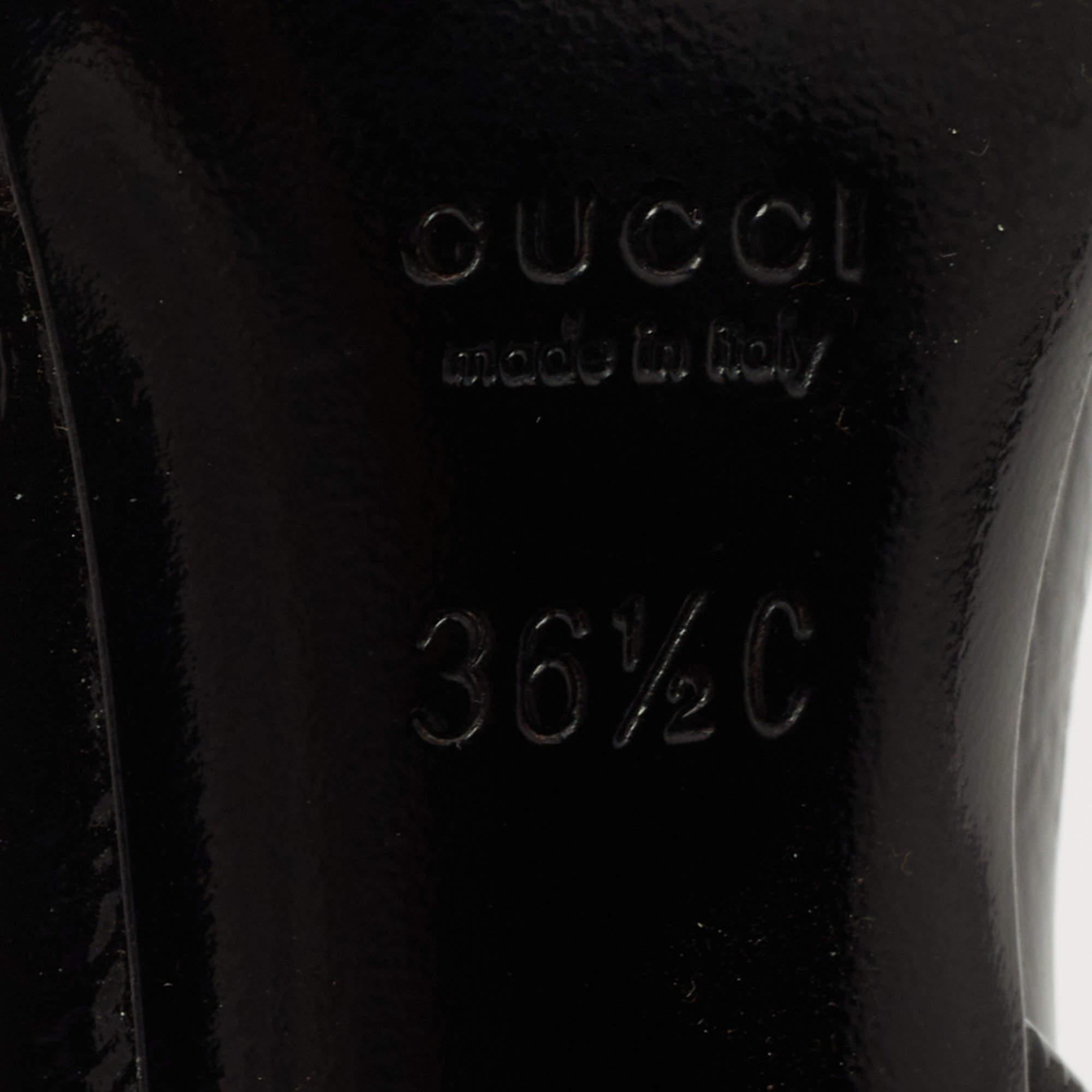 Gucci Black Patent Leather Hysteria Slingback Sandals Size 36.5 For Sale 4
