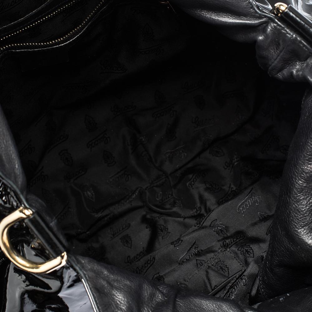 Gucci Black Patent Leather Hysteria Top Handle Tote Bag 5