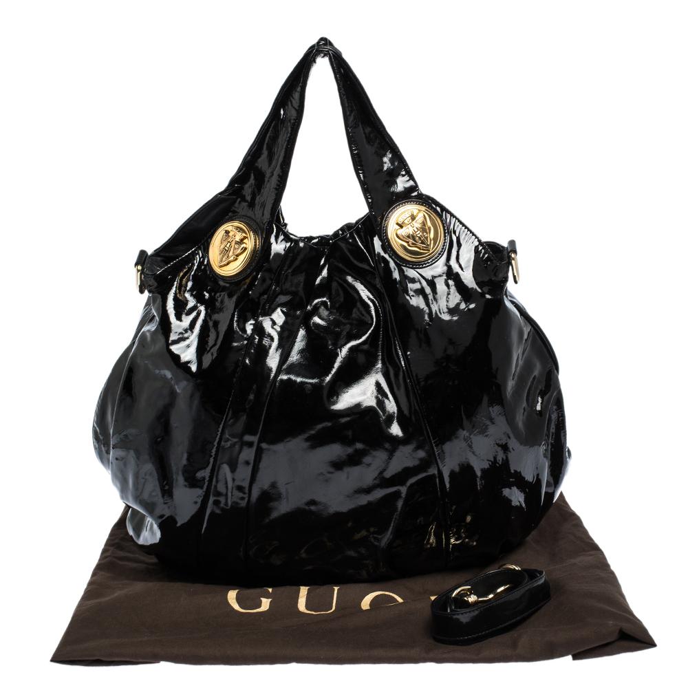 Gucci Black Patent Leather Hysteria Top Handle Tote Bag 7