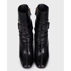 Gucci Black Patent Leather Knee High Boots EU 39 with Gold Hardware
