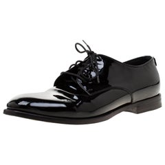 Gucci Black Patent Leather Lace Up Derby Size 41.5