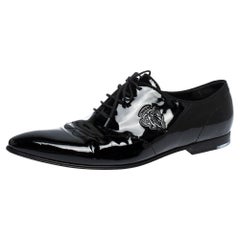 Gucci Black Patent Leather Lace Up Oxfords Size 44