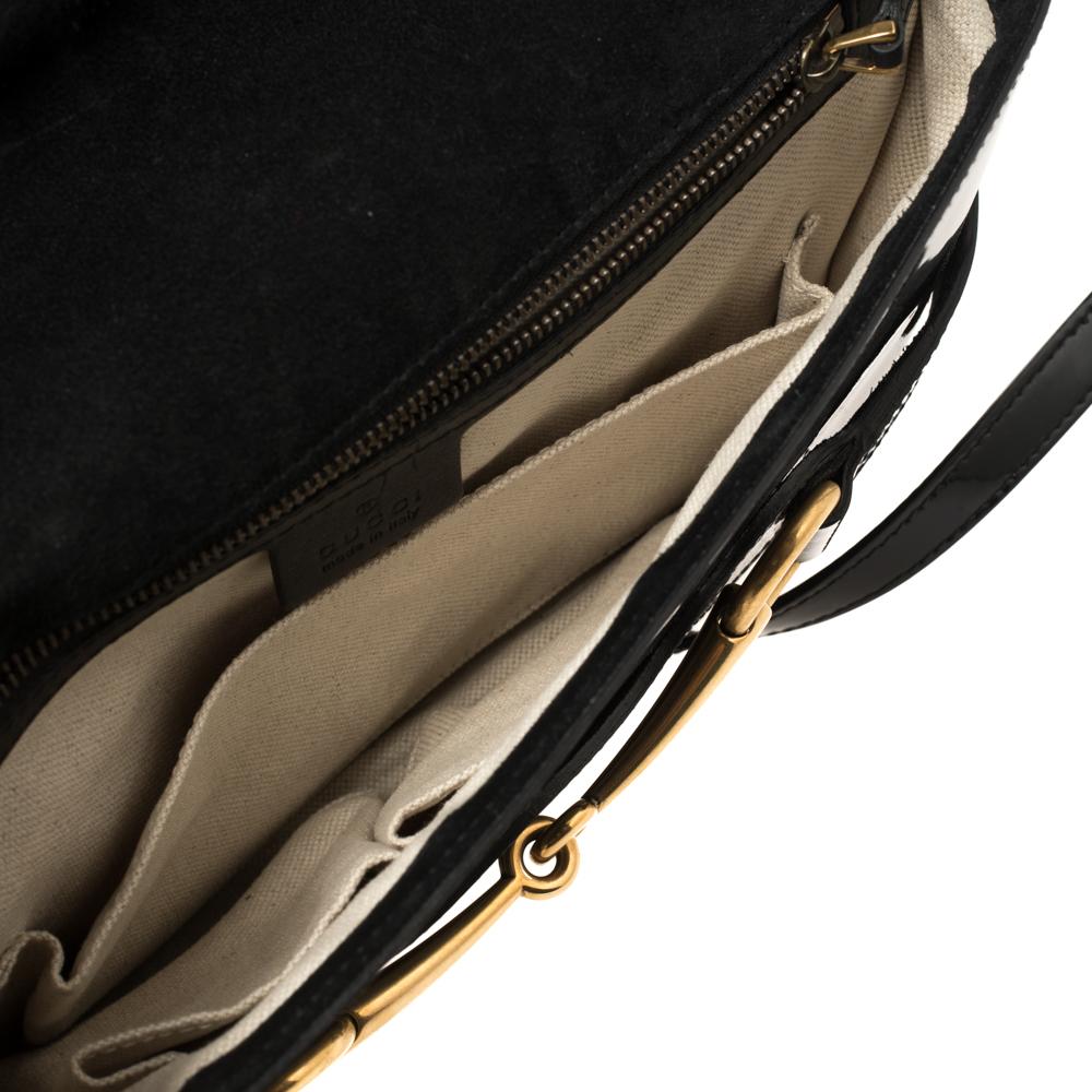 Gucci Black Patent Leather Large Bright Bit Shoulder Bag 2