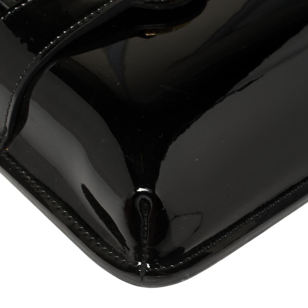 Gucci Black Patent Leather Large Bright Bit Shoulder Bag 5
