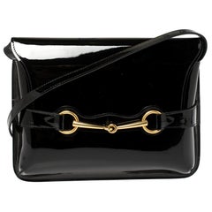 Gucci Black Patent Leather Large Bright Bit Shoulder Bag