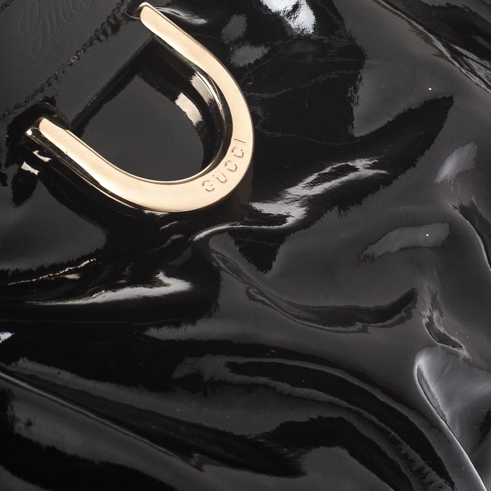 Gucci Black Patent Leather Large D Ring Hobo 1
