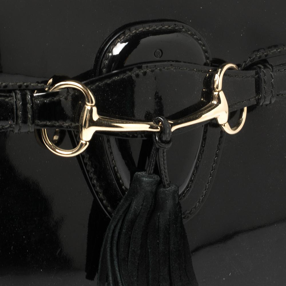 Gucci Black Patent Leather Large Emily Chain Shoulder Bag 8