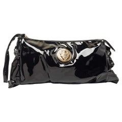 Gucci Black Patent Leather Large Hysteria Clutch