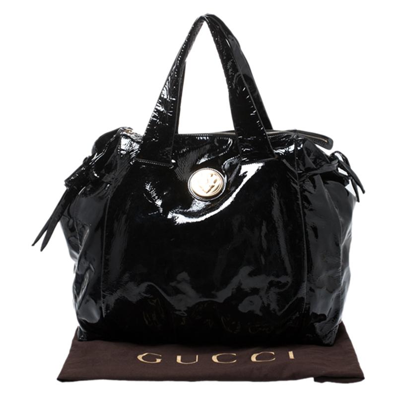 Gucci Black Patent Leather Large Hysteria Hobo 8