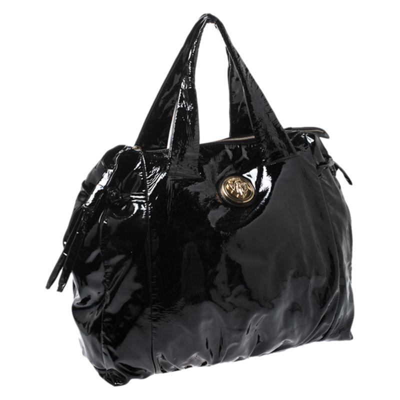 Women's Gucci Black Patent Leather Large Hysteria Hobo