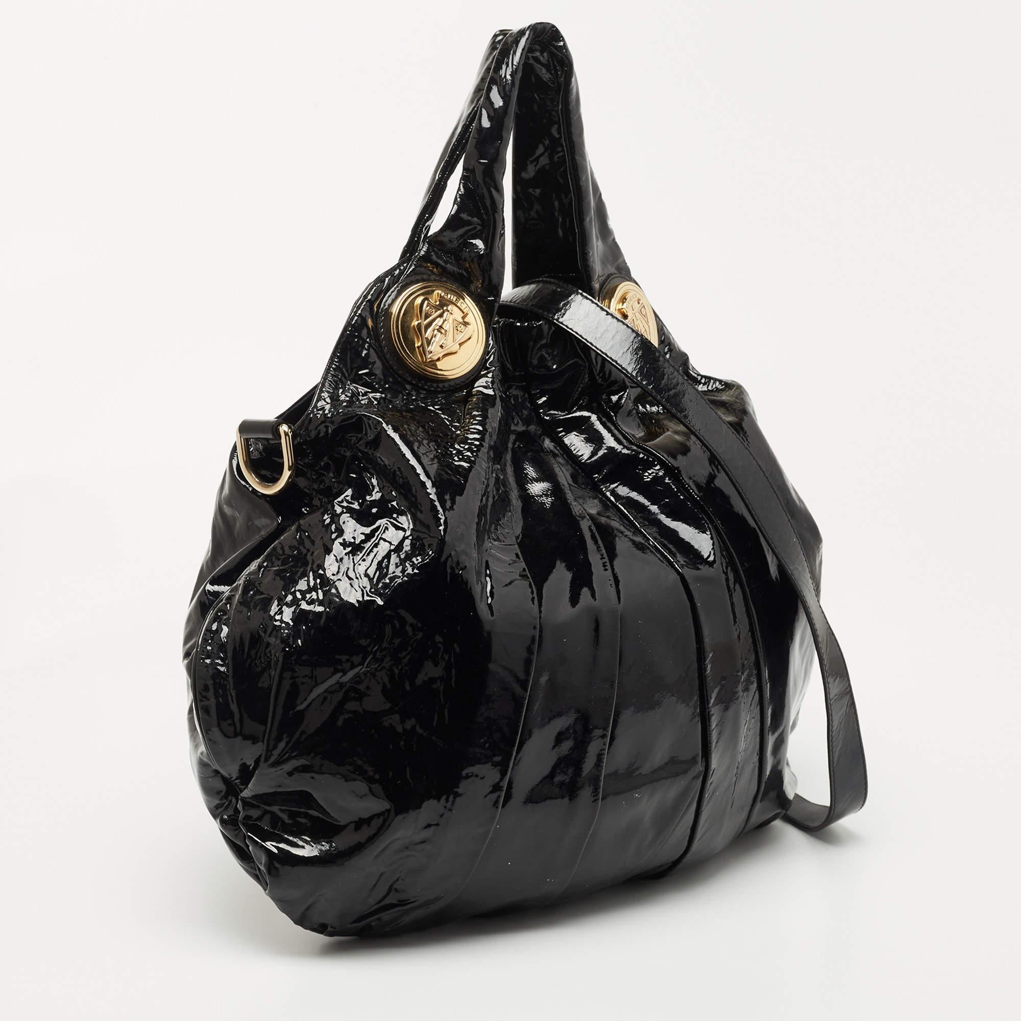 Women's Gucci Black Patent Leather Large Hysteria Hobo