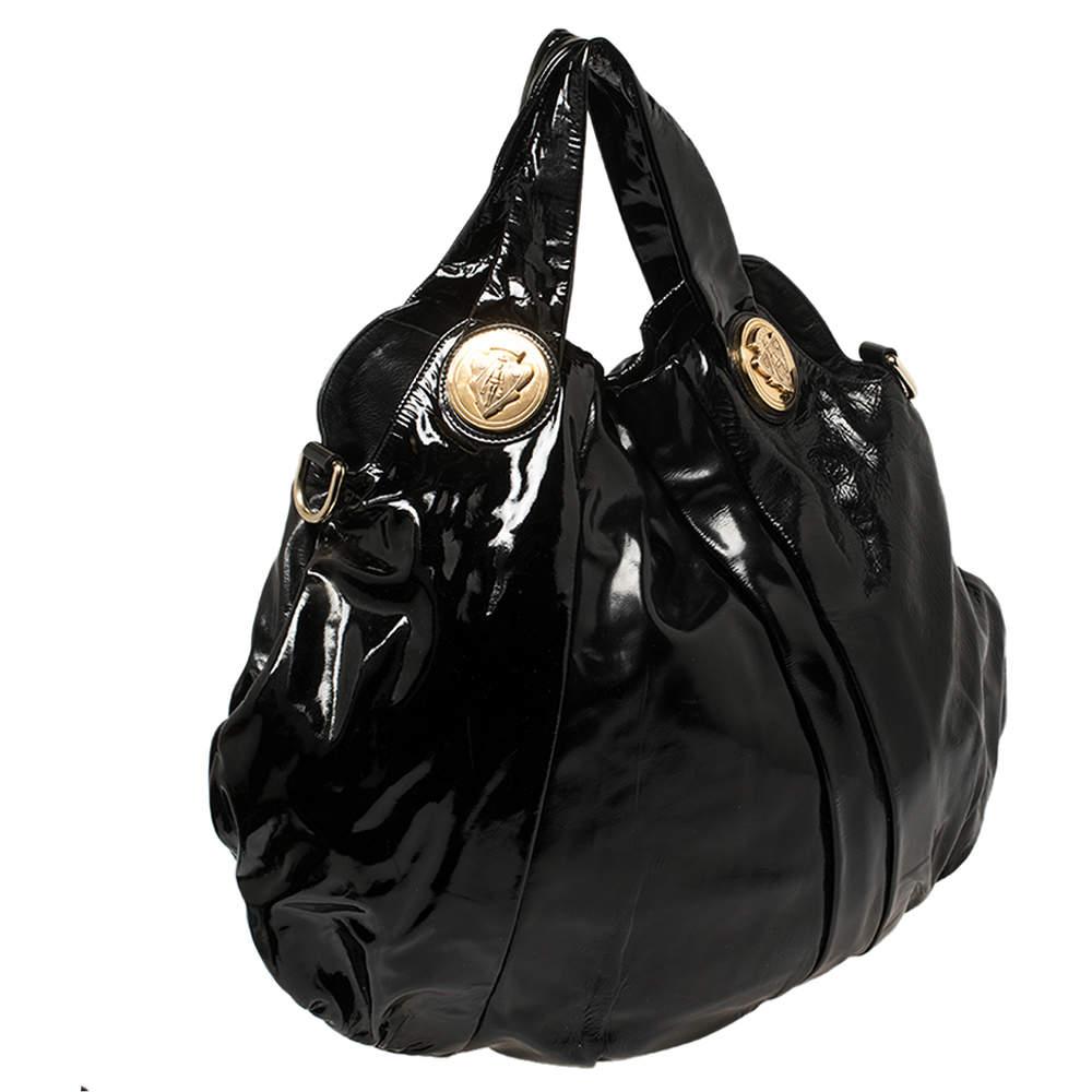 Women's Gucci Black Patent Leather Large Hysteria Hobo For Sale