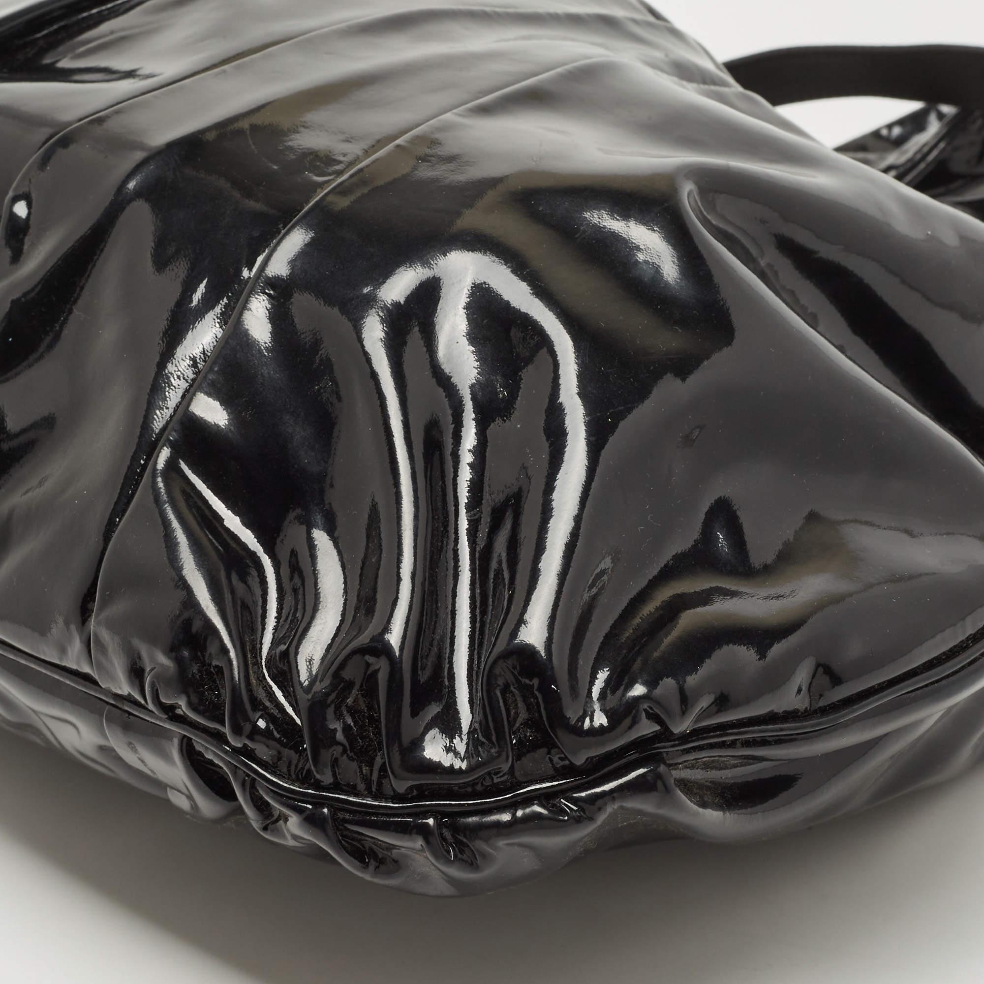 Gucci Black Patent Leather Large Hysteria Hobo For Sale 3