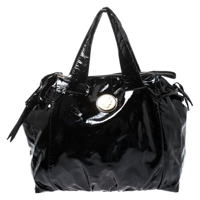 Gucci Black Patent Leather Large Hysteria Hobo