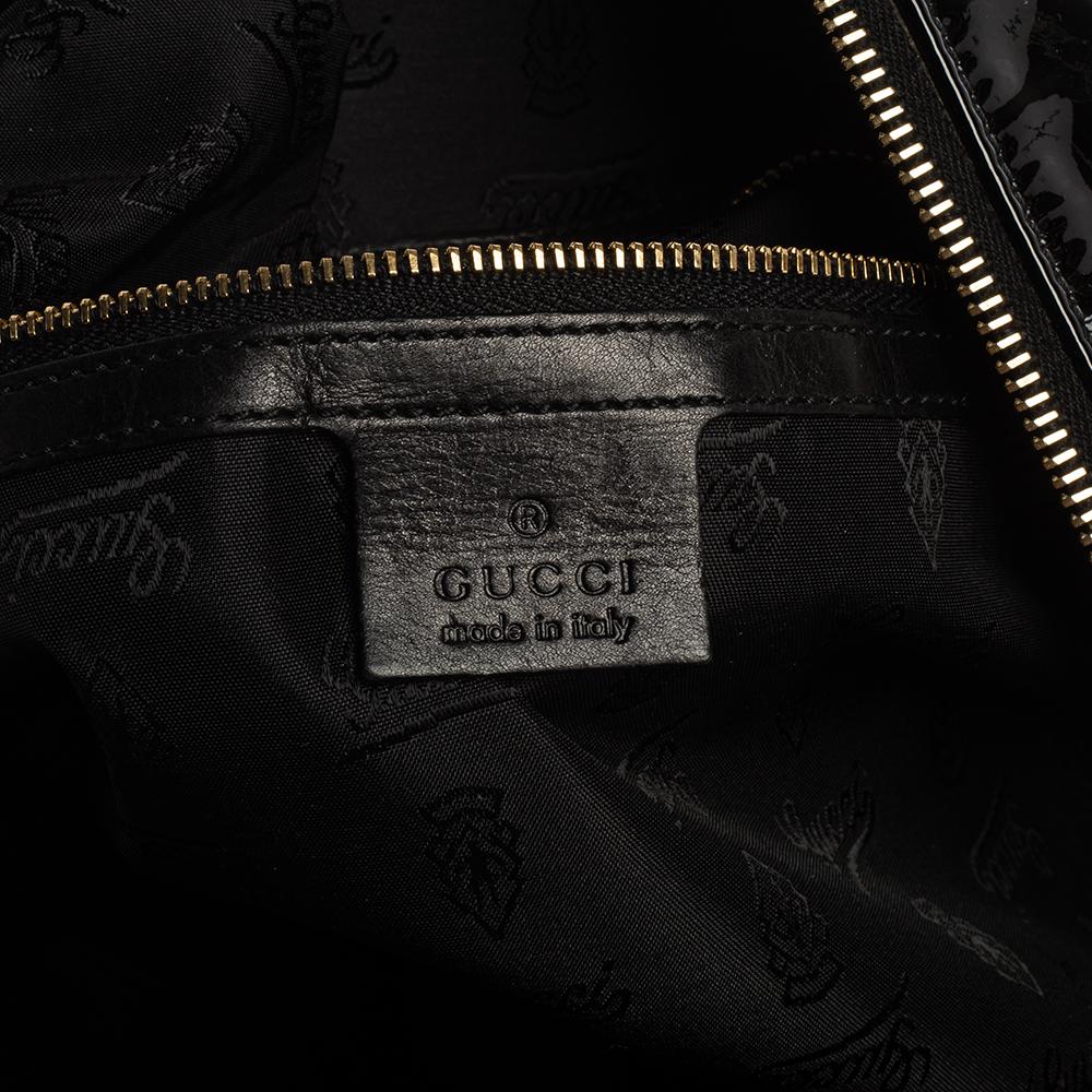 Women's Gucci Black Patent Leather Large Hysteria Tote