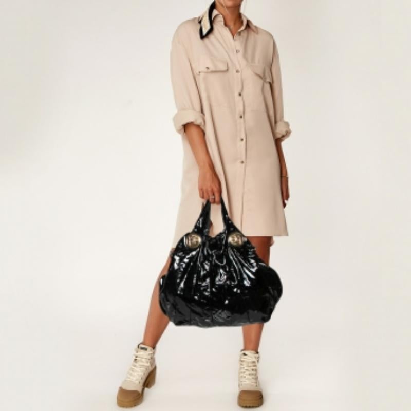Gucci Tote grande Hysteria in vernice nera in vendita 3