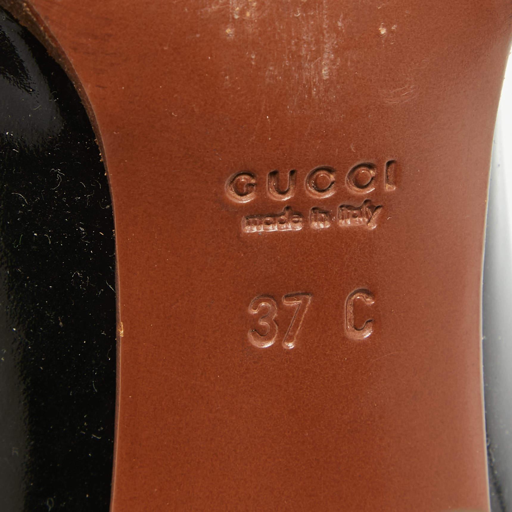 Gucci Loafers Pumps aus schwarzem Lackleder in Schwarz, Größe 37 im Angebot 4