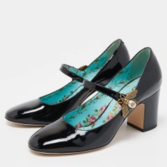 Gucci Black Patent Leather Lois Bee Mary Jane Pumps Size 37