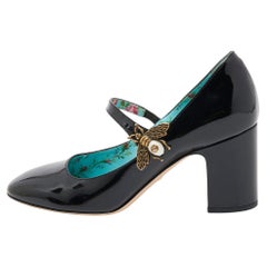 Gucci Black Patent Leather Lois Bee Mary Jane Pumps Size 37