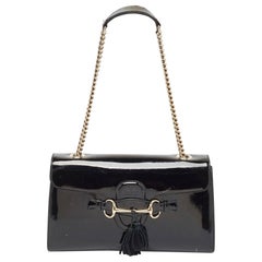 Gucci Black Patent Leather Medium Emily Chain Shoulder Bag