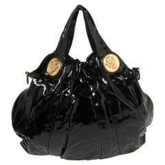 Gucci Black Patent Leather Medium Hysteria Hobo