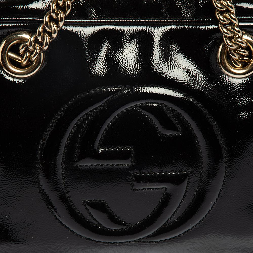 Gucci Black Patent Leather Medium Soho Chain Shoulder Bag 1