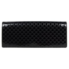 Gucci Black Patent Leather Microguccissima Monogram Broadway Clutch Bag