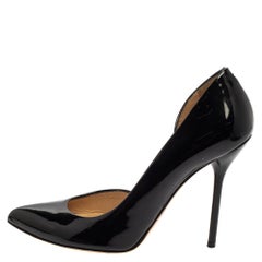 Gucci Black Patent Leather Noah Pointed Toe D'Orsay Pumps Size 37