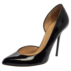 Gucci Black Patent Leather Noah Pointed Toe D'Orsay Pumps Size 37