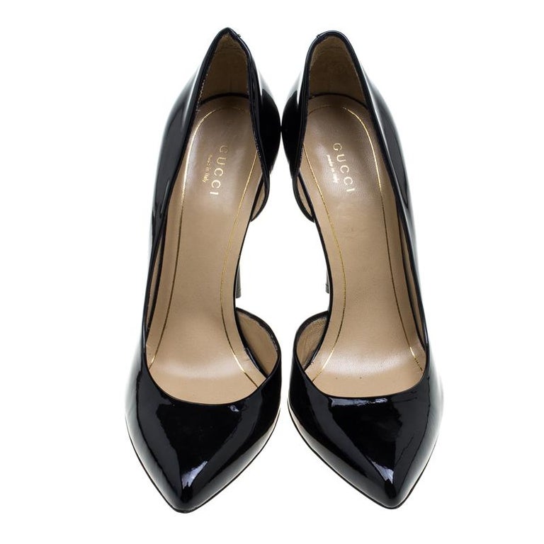 Gucci Black Patent Leather Noah Pointed Toe D'Orsay Pumps Size 39 at ...
