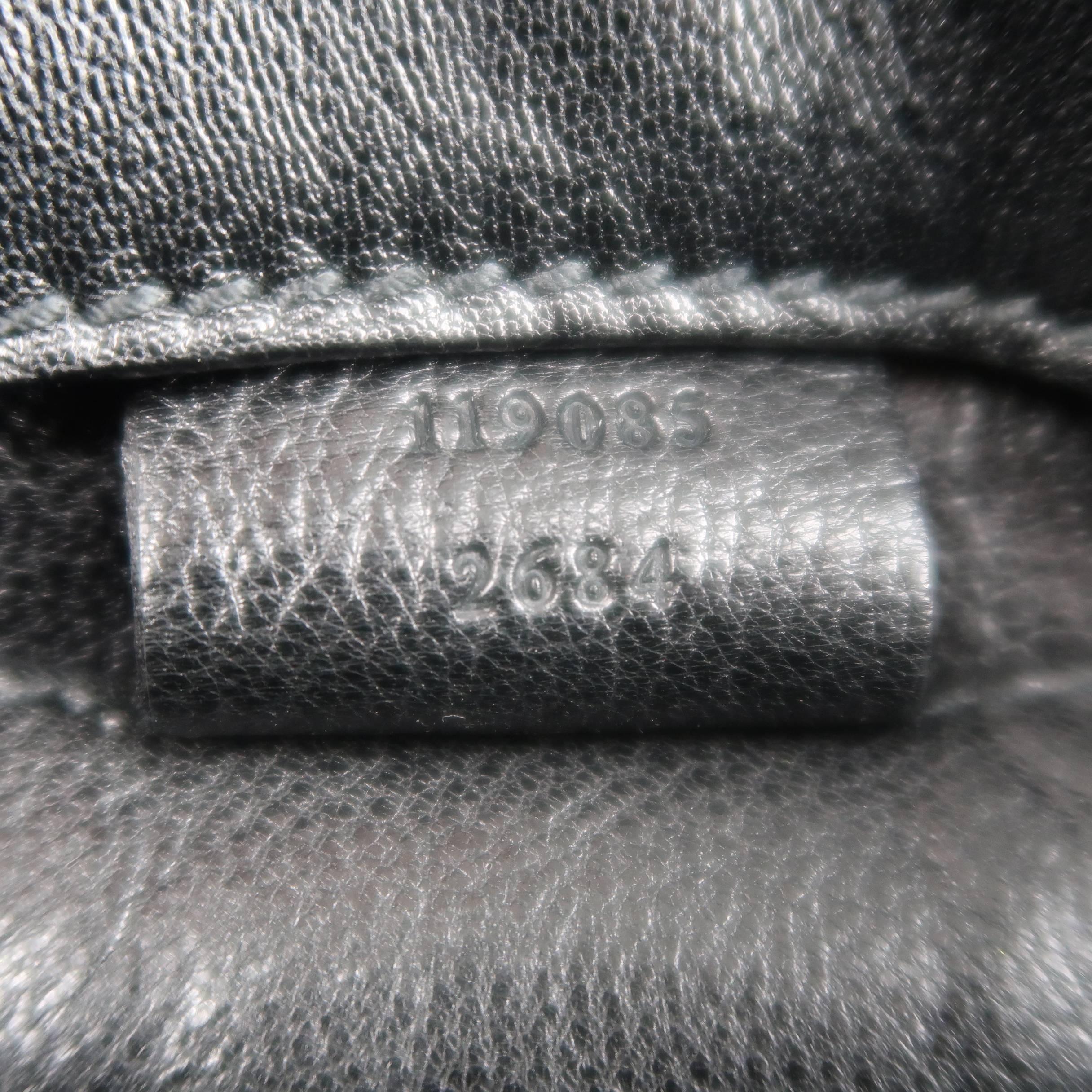 GUCCI Black Patent Leather Panel Gold Horsebit Clutch Handbag 8