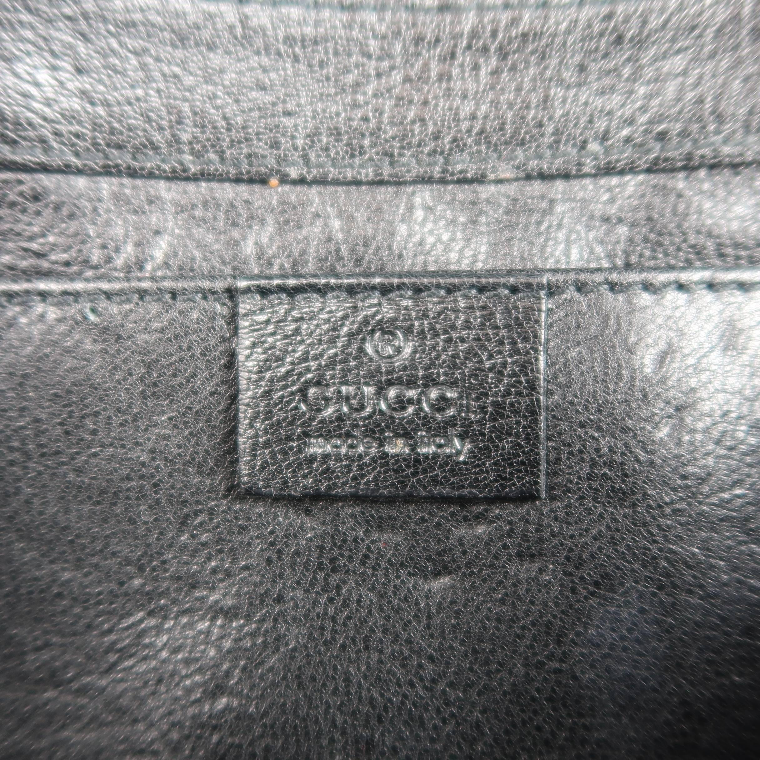 GUCCI Black Patent Leather Panel Gold Horsebit Clutch Handbag at 1stDibs