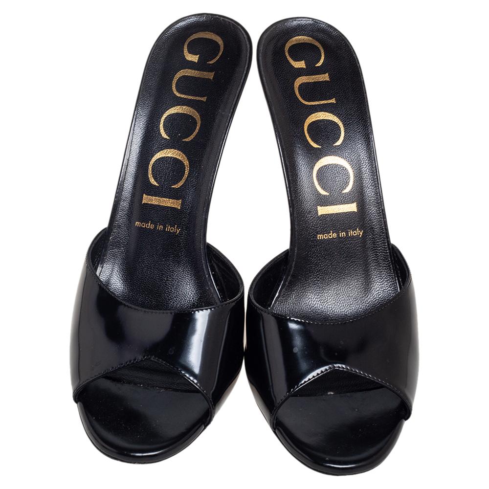 gucci patent leather mules
