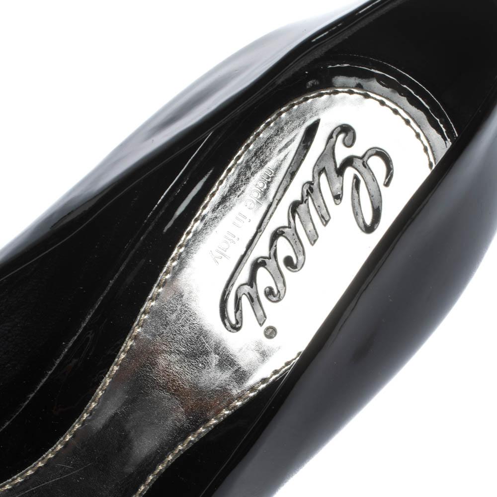 Women's Gucci Black Patent Leather Peep Toe Platform Pumps Size 39.5