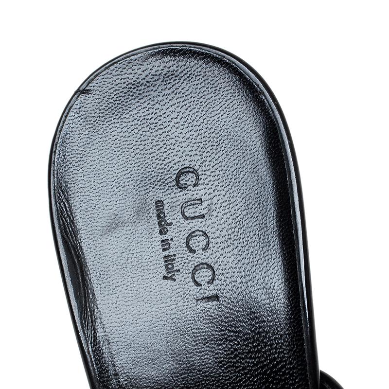 Gucci Black Patent Leather Platform Open Toe Mules Size 37.5 3