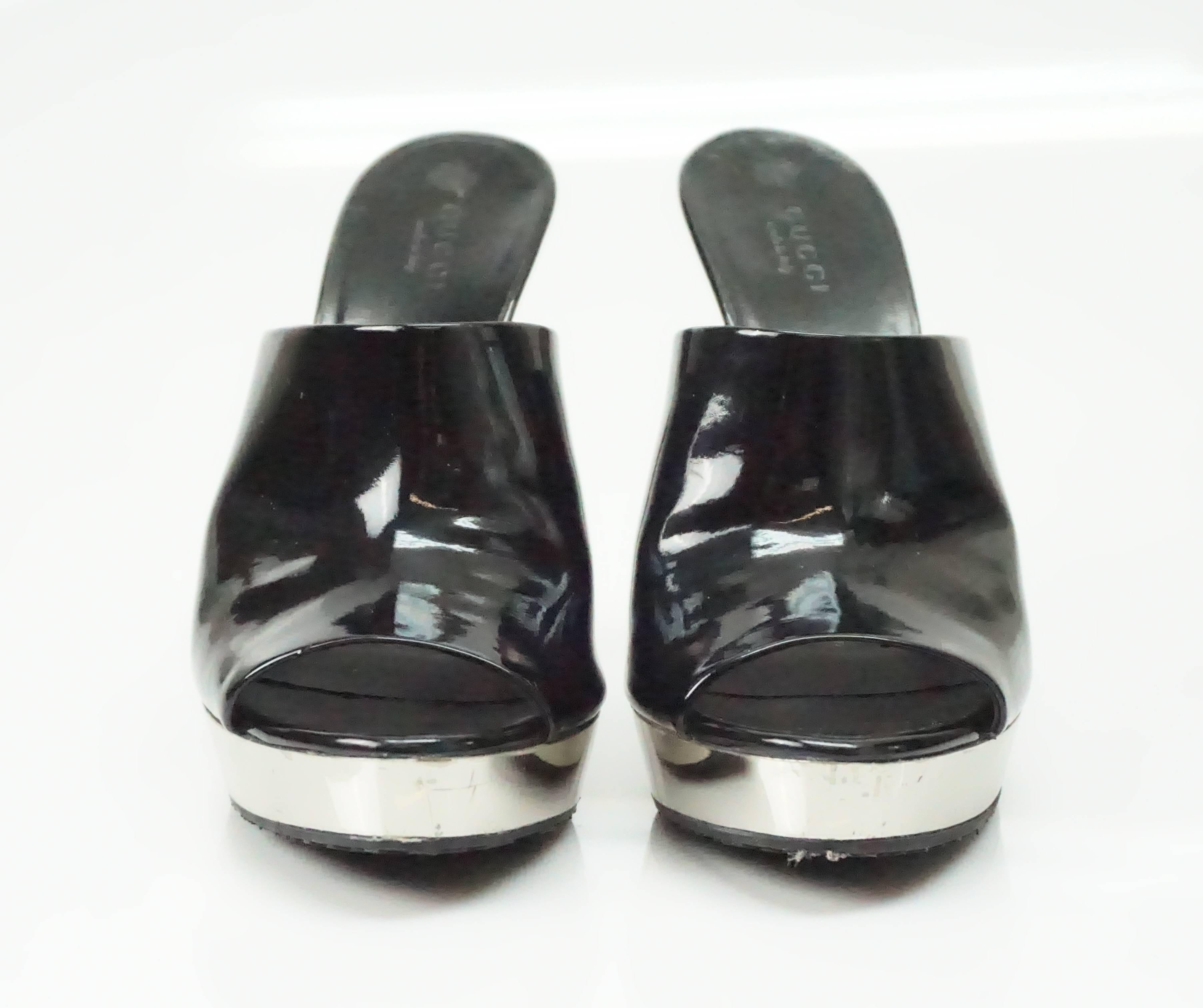 black patent leather sandals heels