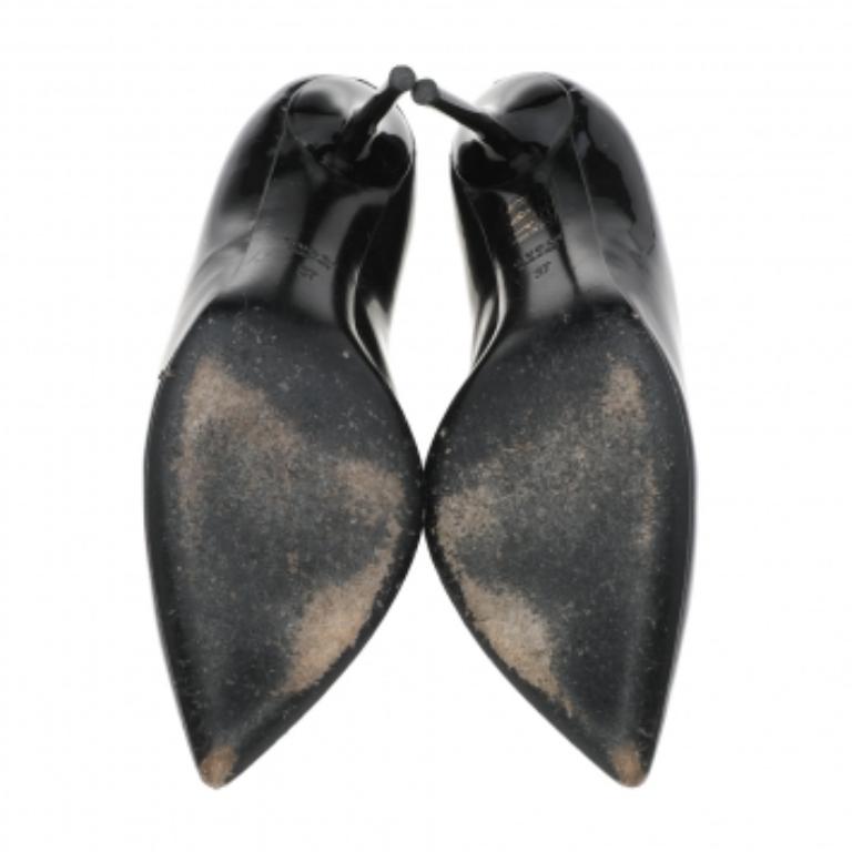Noir Gucci - Escarpins à bout pointu en cuir verni noir - Taille 37 en vente