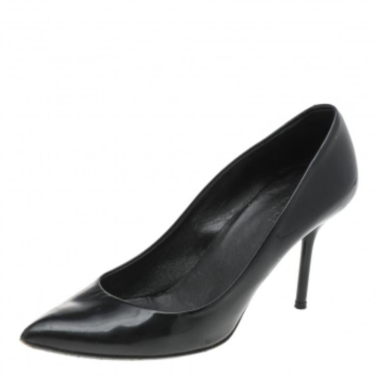 Gucci - Escarpins à bout pointu en cuir verni noir - Taille 37 en vente 1