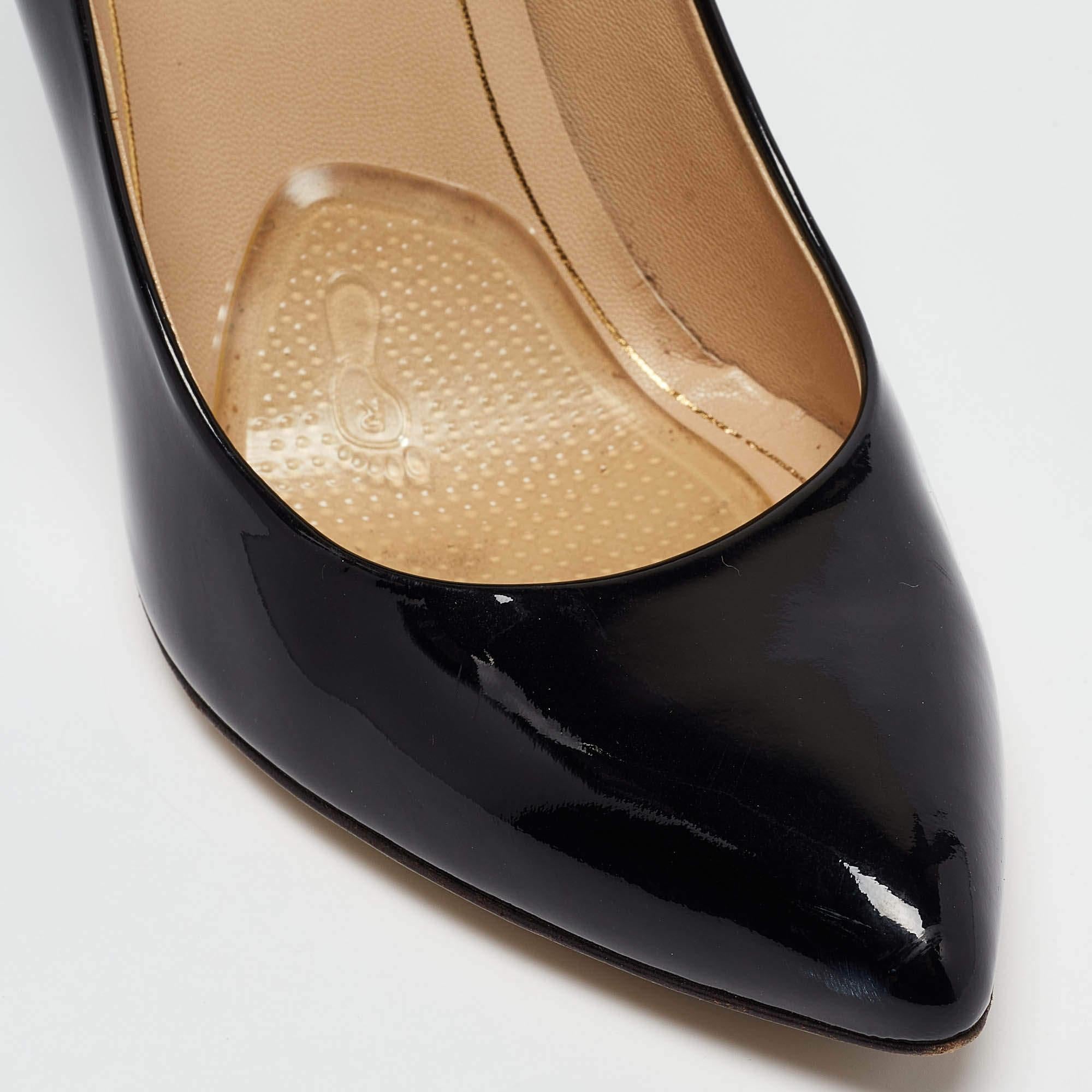 Gucci Black Patent Leather Pointed Toe Pumps Size 38.5 For Sale 3