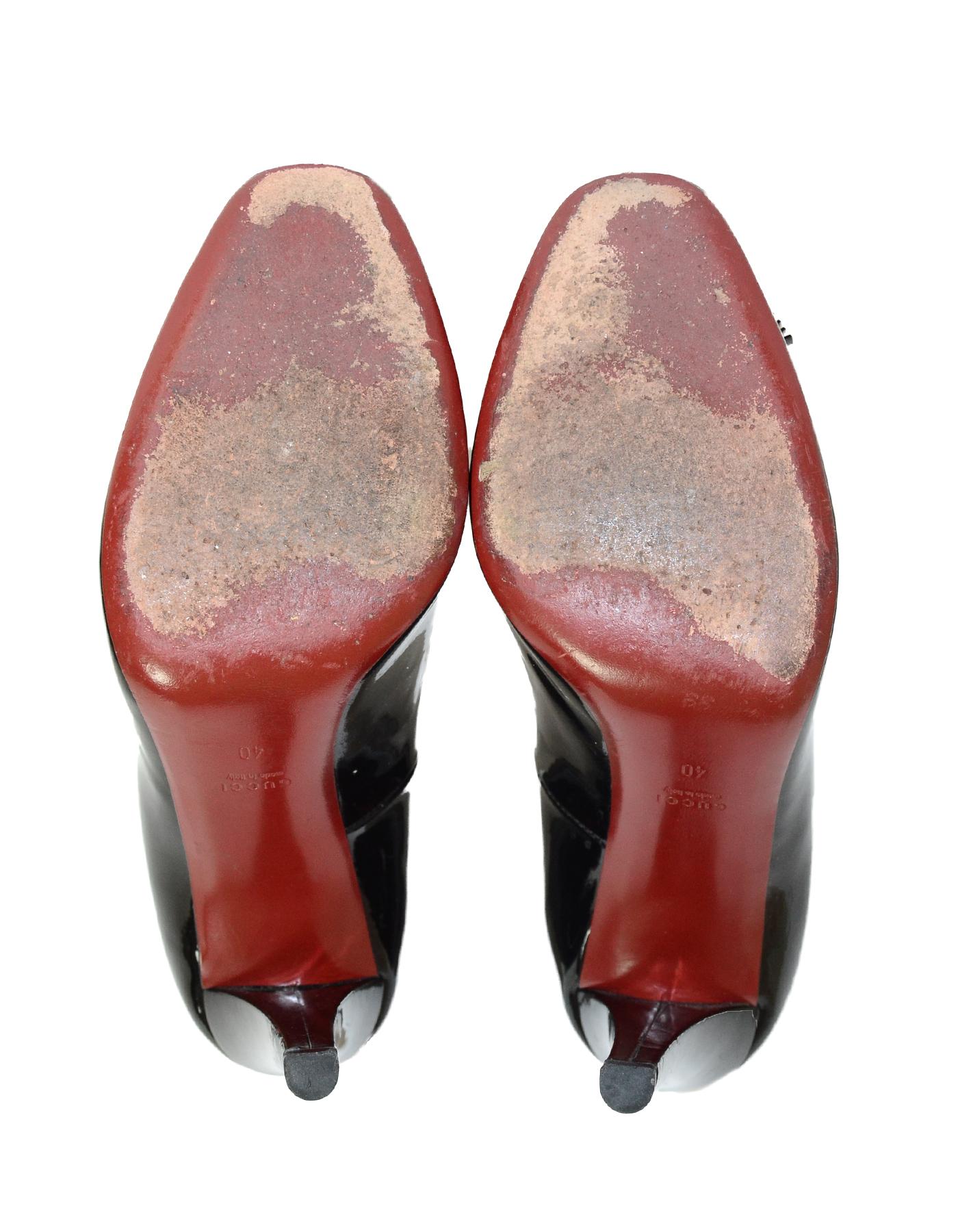 Gucci Black Patent Leather Pumps Heels W/ Tassel Sz 40 2