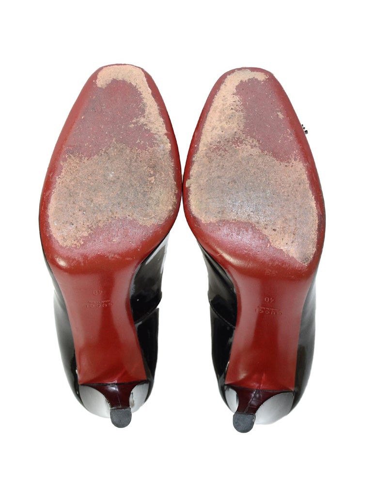 Gucci Black Patent Leather Pumps Heels W/ Tassel Sz 40 For Sale at 1stDibs